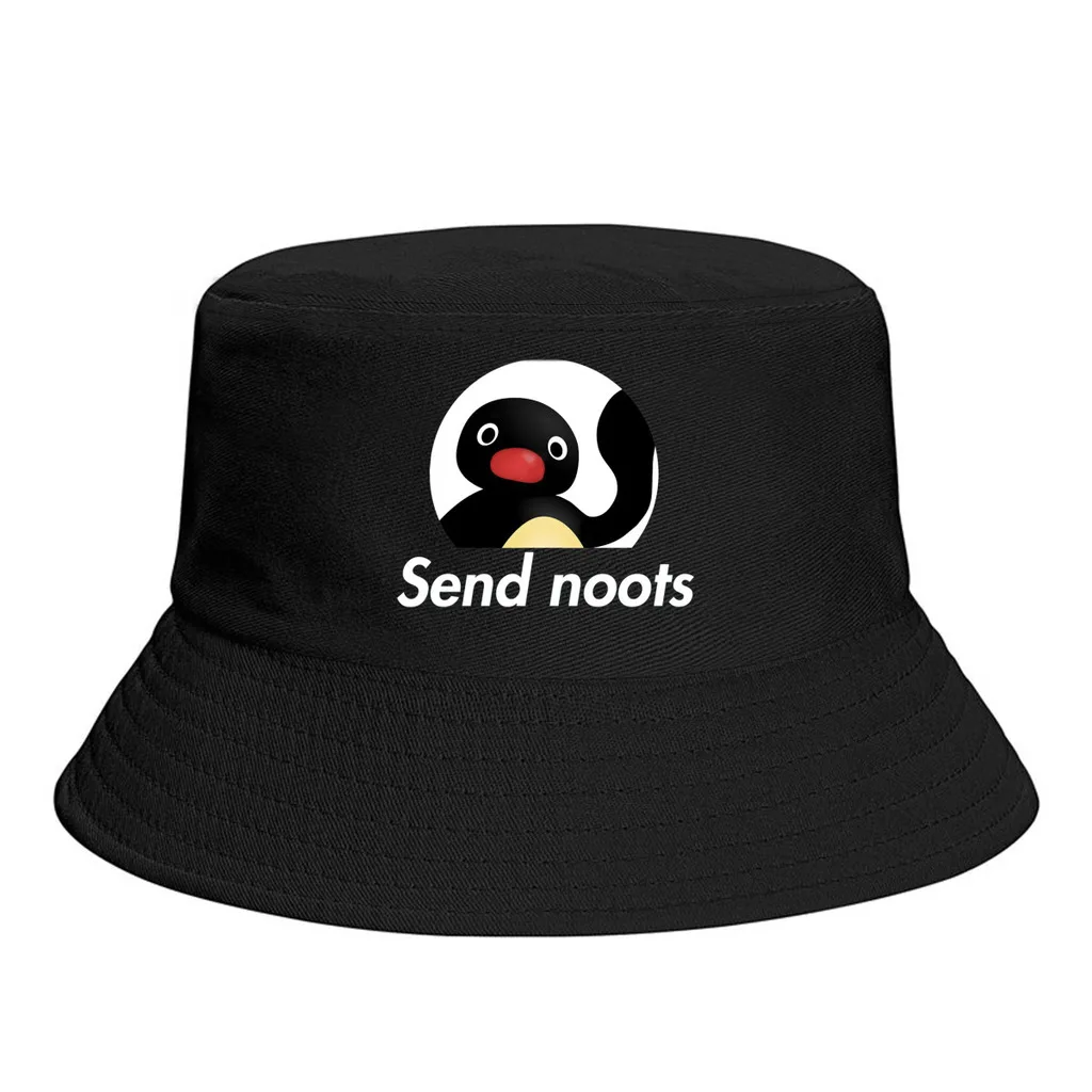 Send Noots Essential Pingu Penguin Anime Men Women Bucket Hat Camping Sunshade Thick Panama Cap Daily Sun Hats Fisherman Caps