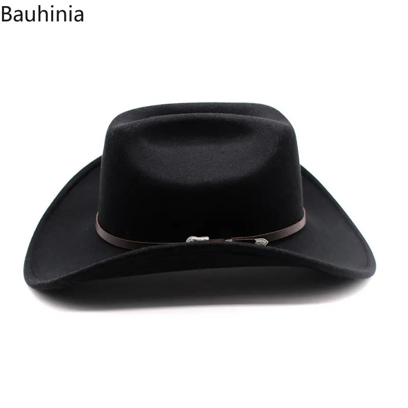 Bauhonia Vintage Western Cowboy Hat For Men Women Wide Brim Gentleman Jazz Hats Cowgirl Cloche Church Caps Sombrero Hombre