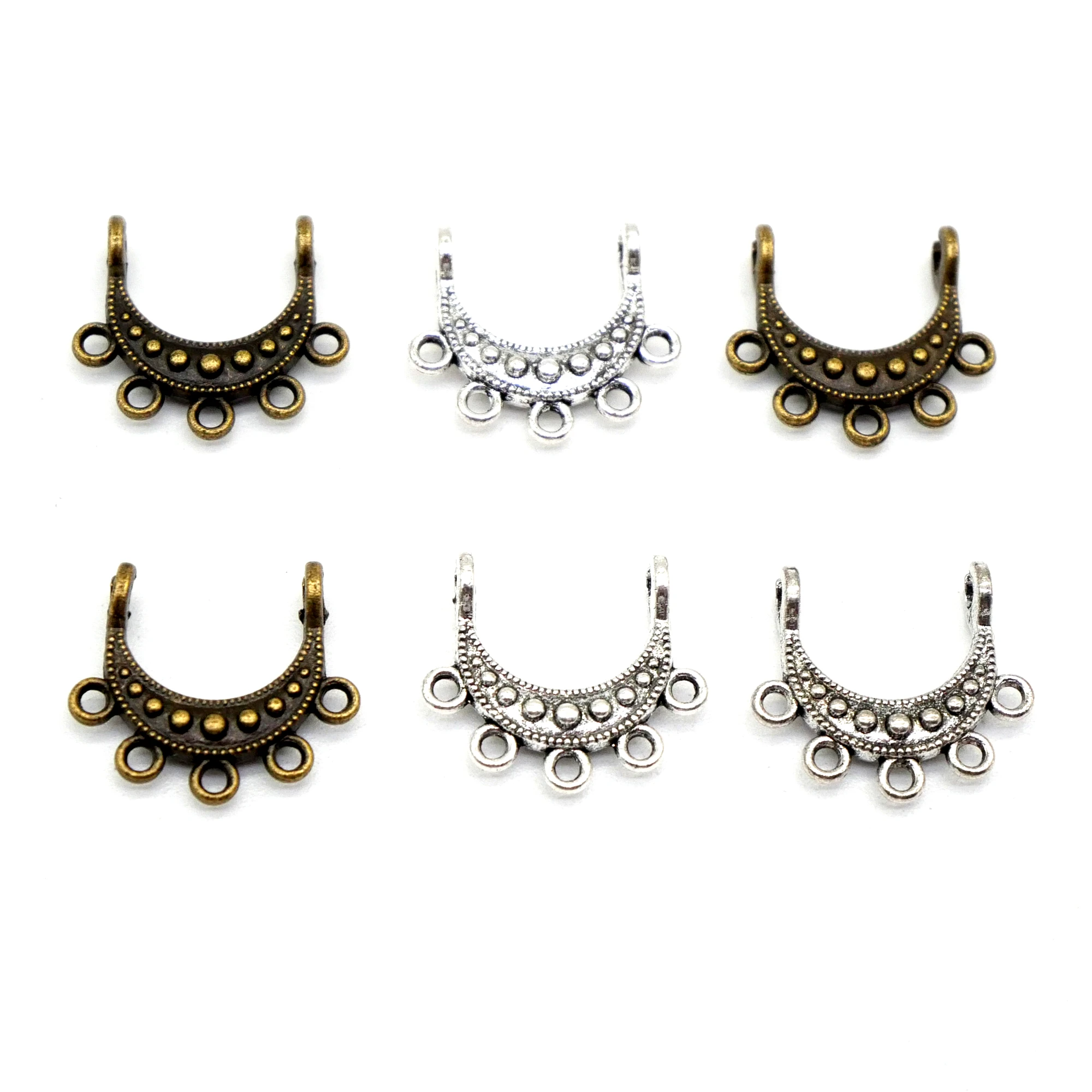 30pcs Connector Charms Tibetan Silver Plated Alloy Metal Porous Pendants for Jewelry Making DIY Handmade Craft