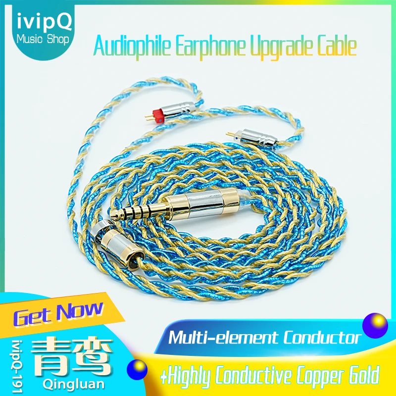 ivipQ-191 Qing Luan HiFi Earphone Cable Multi-element High Conductivity Copper Gold Plating 0.78/2Pin/MMCX/QDC for DaVinci Conch