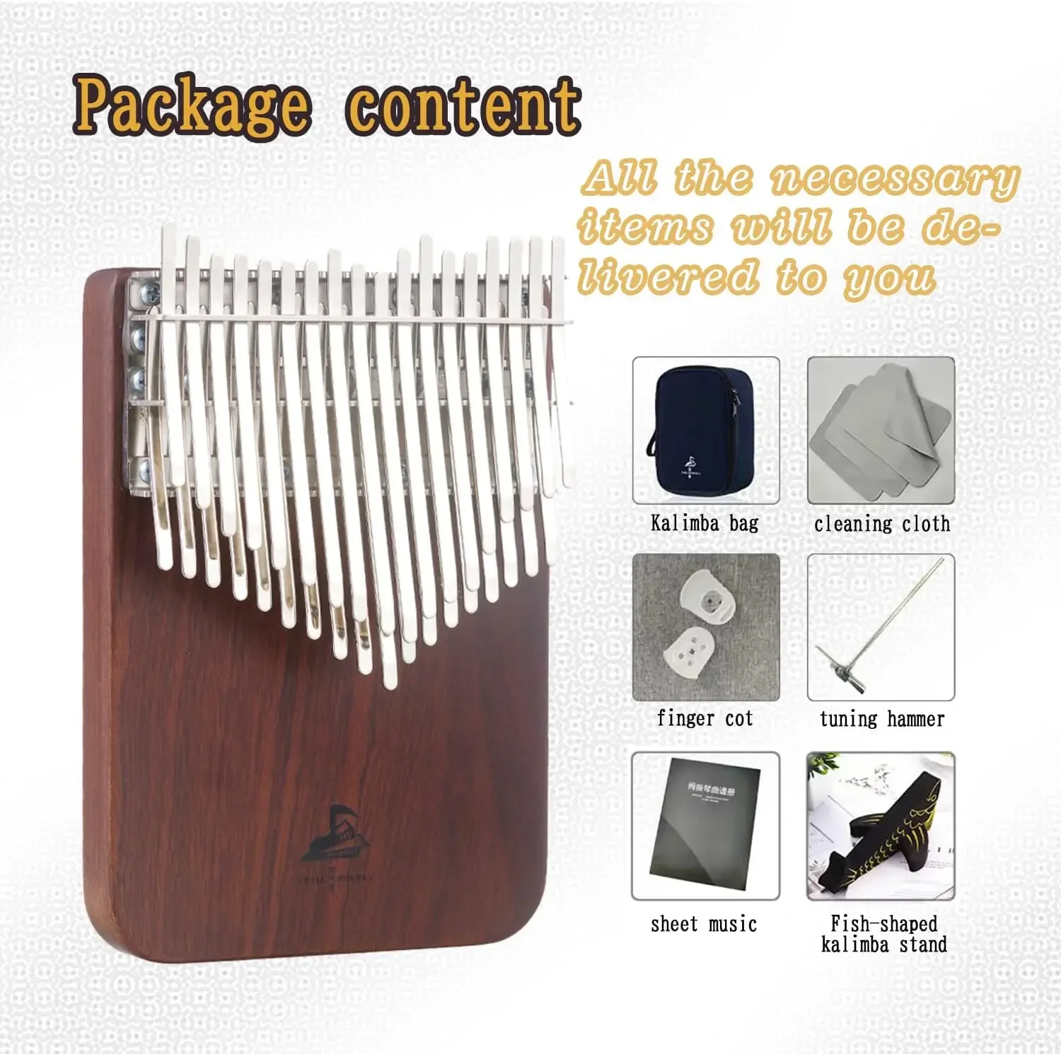 Chill Angels Kalimba 36 Key C/B Note Ebony Wood Diatonic Thumb Piano Professional Kalimba with Accessories Keyboard Instruments