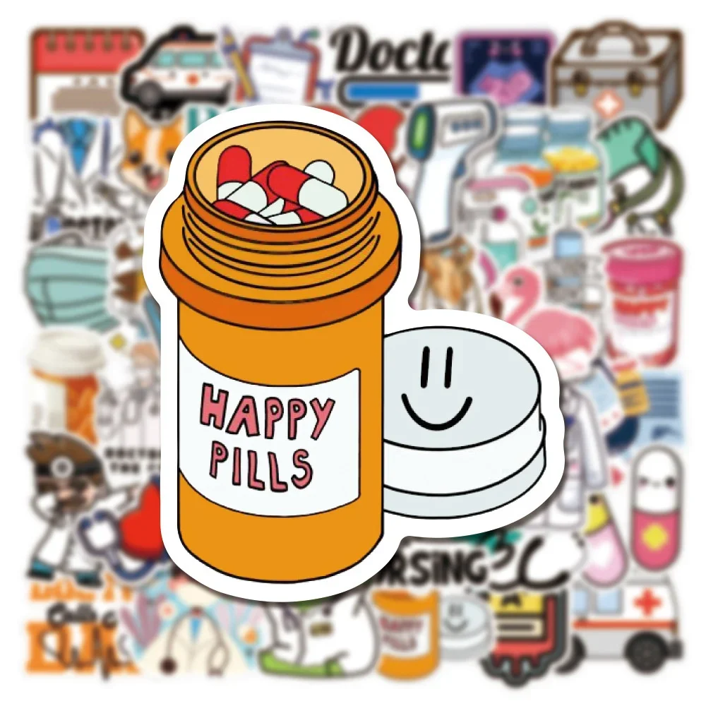 10/30/50PCS Cartoon Doctor Occupational Creative Graffiti Sticker Bicycle Scooter Helmet Laptop Cup Notebook Computer Wholesale