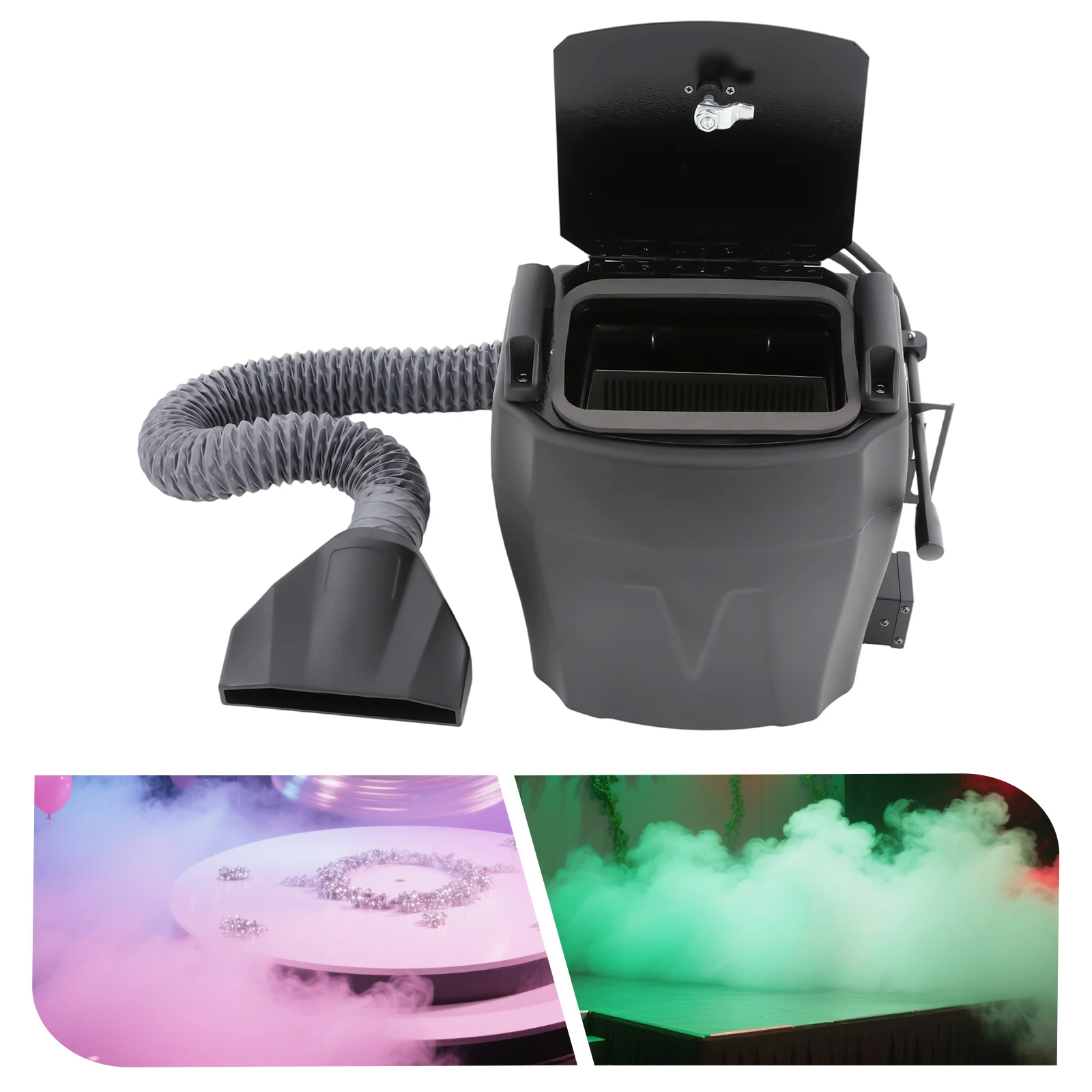 BYMAOCAR 3500W Dry Ice Fog Machine, W/ Movable Pulley & Tube, 110V Smoke Machine Fog for Stage, Wedding, DJ Performance Party