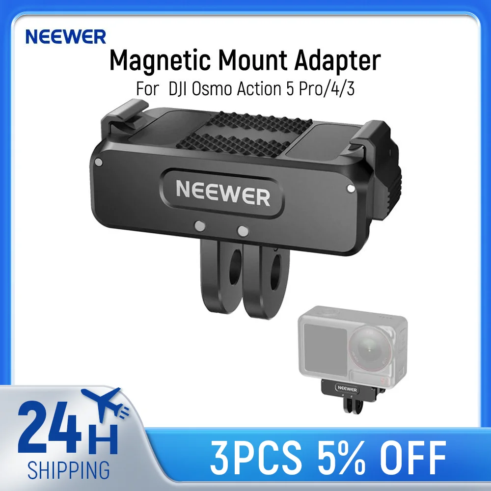 

NEEWER Magnetic Mount Adapter Compatible with DJI Osmo Action 5 Pro/4/3, Quick Release Action Camera Mount Vlogging Accessories