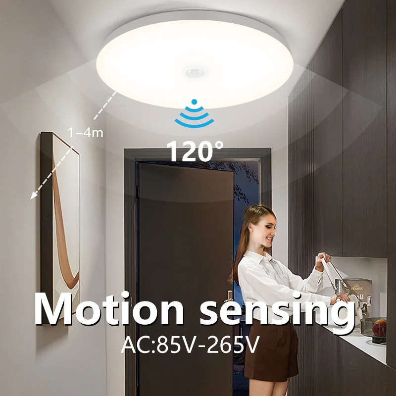 

Led Ceiling Lamp with Motion Sensor Light 30W 40W LED Hanging Induction Lighting for Room Hallways Corridor Smart Ceiling Lights
