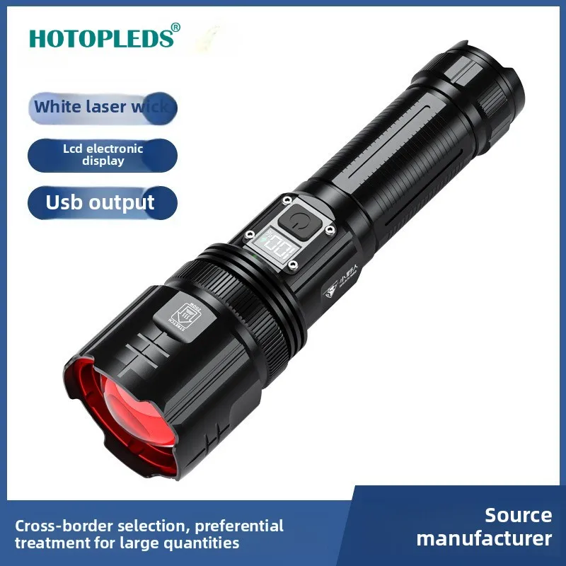 

Factory new outdoor super bright long-range zoom emergency light digital display power charging strong light flashlight