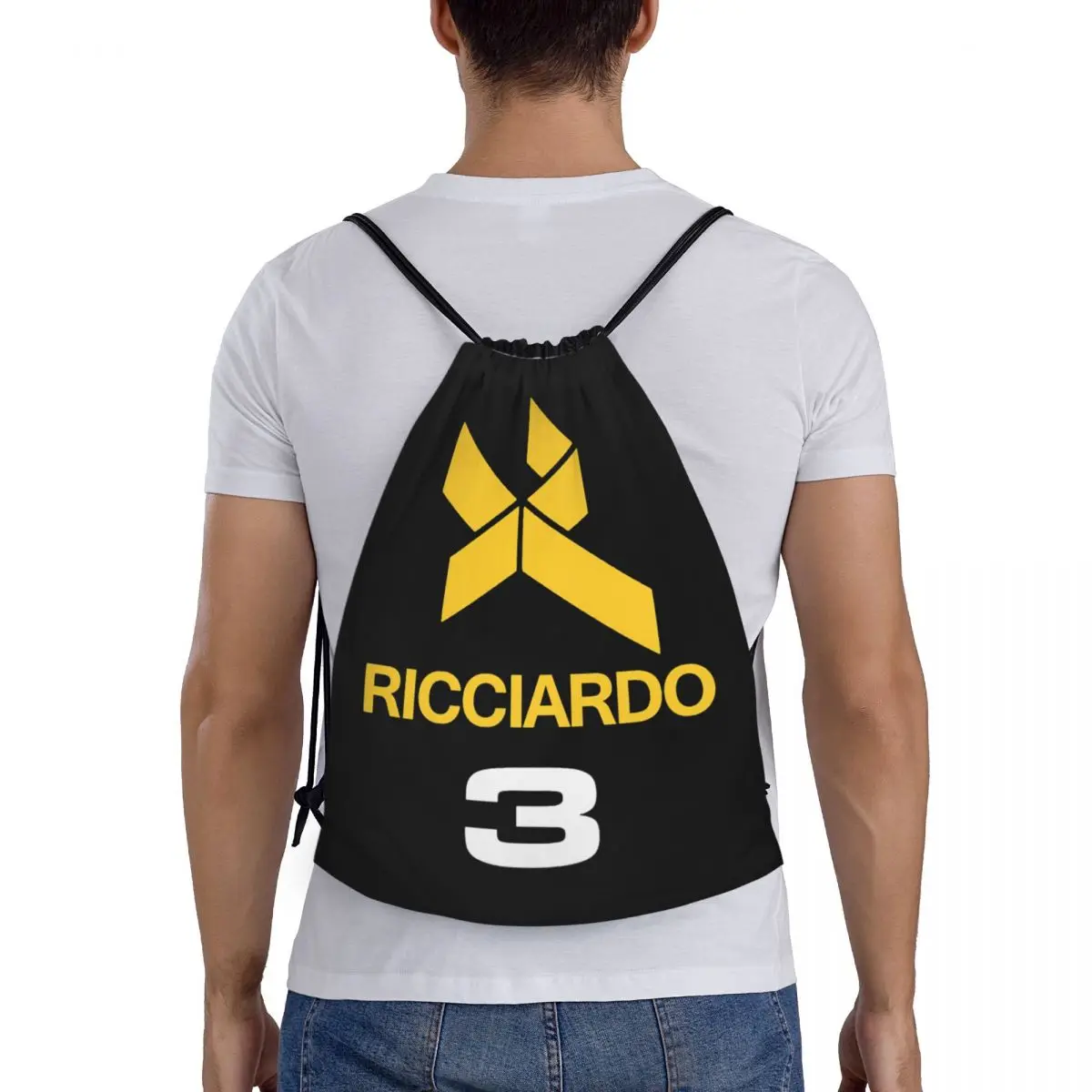 Ricciardo-Mochila com cordão para homens e mulheres, bolsa esportiva, corrida de carros, mochila de compras, número 3