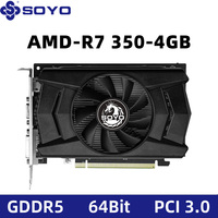 SOYO Graphics Cards R7 350 4G DDR5 128bit HDMI compatibility+DP+DVI For Desktop Gaming Computer Components GPU Video Card