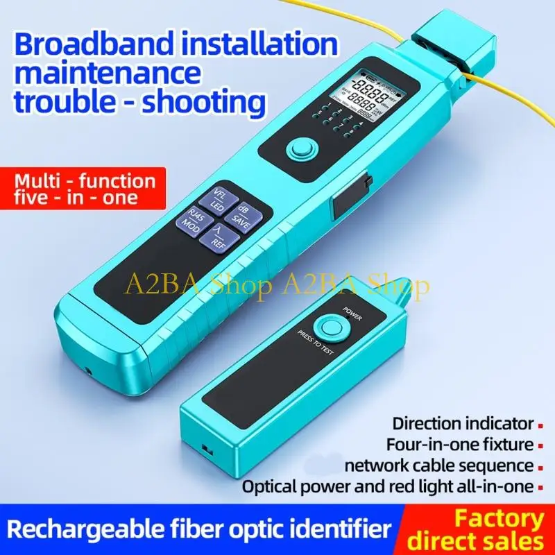 A2BA Opt Fiber Test Tool for Broadband Installation, Rechargeable Handheld Identifier with Clamp, Cable Testing and LED Work