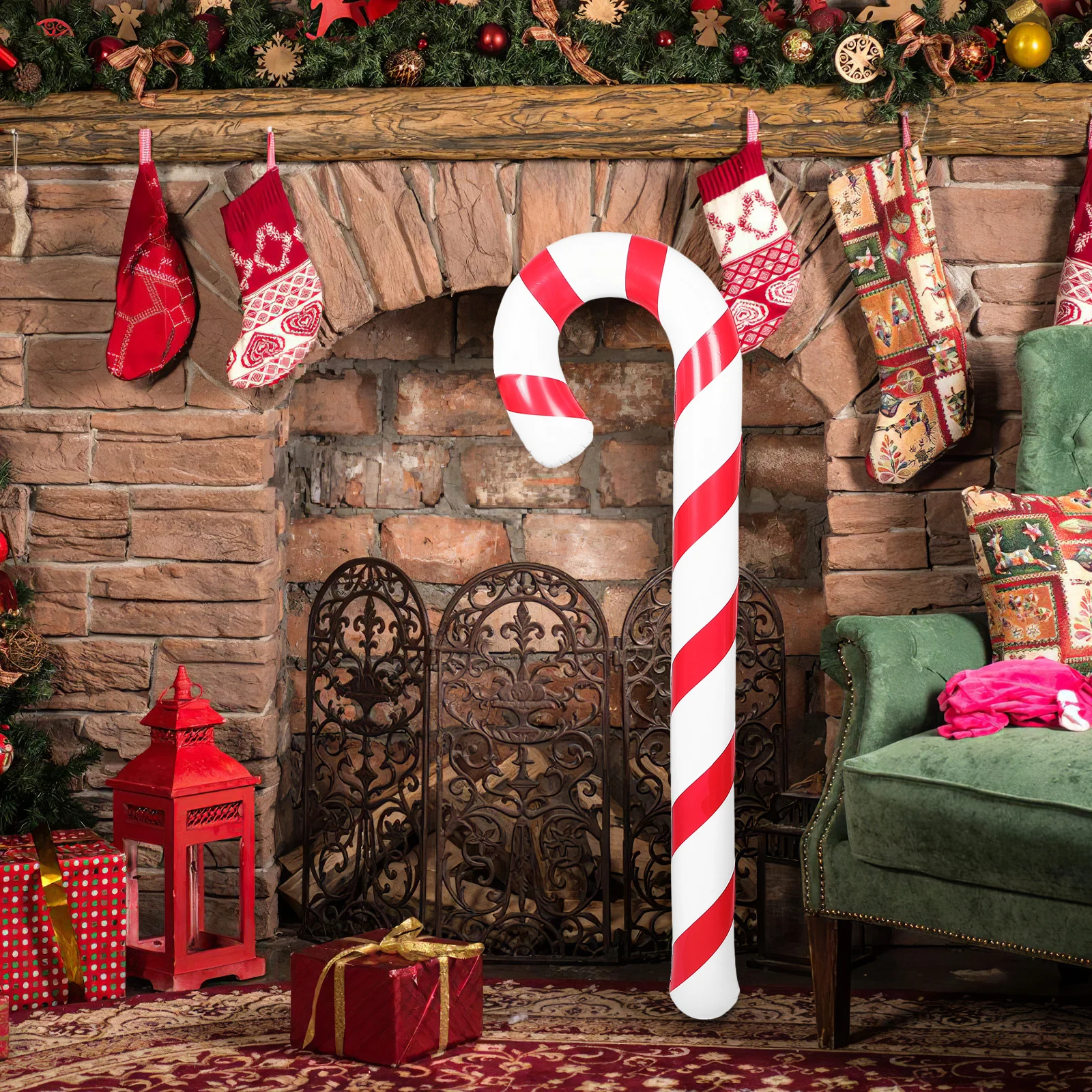 

Inflatable Candy Cane Giant Christmas PVC Blow Up Outdoor Indoor Holiday Party Decoration Reusable Festive Ornament