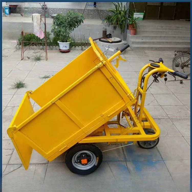 Construction Site Hand Push Tricycle Engineering Hand Lift Self-Unloading Tilting Trolley Small Electric Hand Push Truck