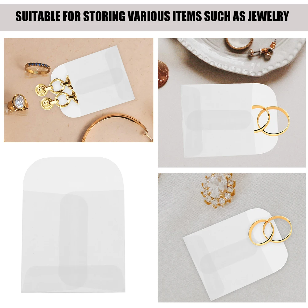

50 Transparent Paper Clear Bulk Pouches Card Sleeves Packaging Photos Earrings Paper Jewelry Bags Storage Bags for Earrings Ring