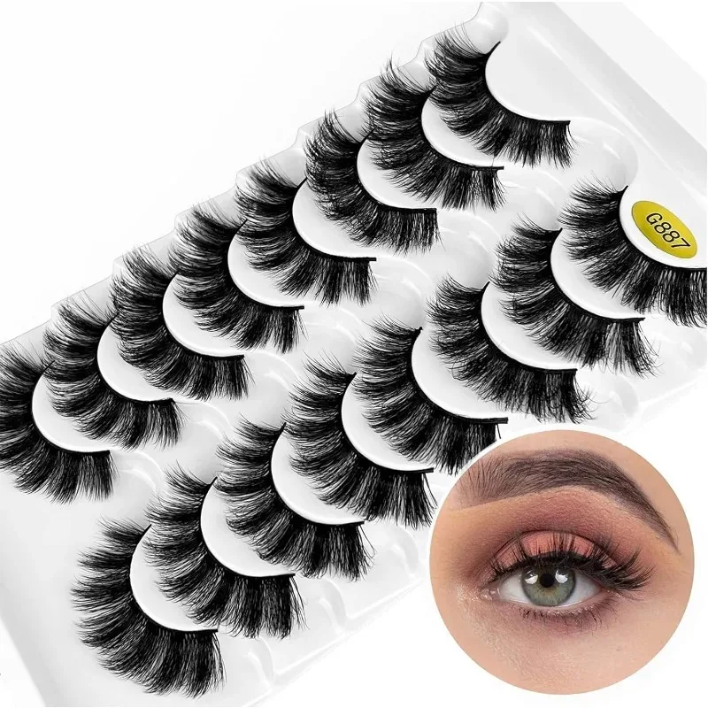NEUE 15 mm falsche Wimpern, russische Streifenwimpern, künstliche Nerzwimpern, 8 Paar DD Curl, wiederverwendbare flauschige 3D-Fälschungswimpern
