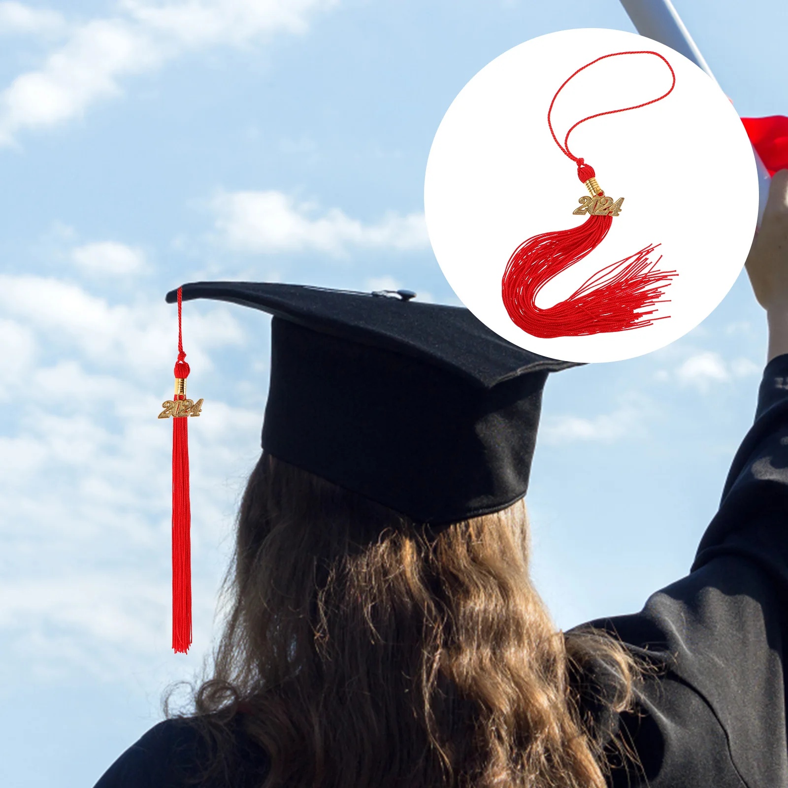 

12pcs Graduation Cap Tassels Decorative Polyester Pendant Hat Accessories Academic Charm 2024 Supplies DIY Ceremony Gifts