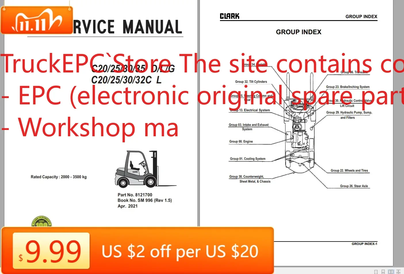 

TruckEPC Clark Forklift 2022 8.12GB Service Manual & Operator Manual PDF DVD