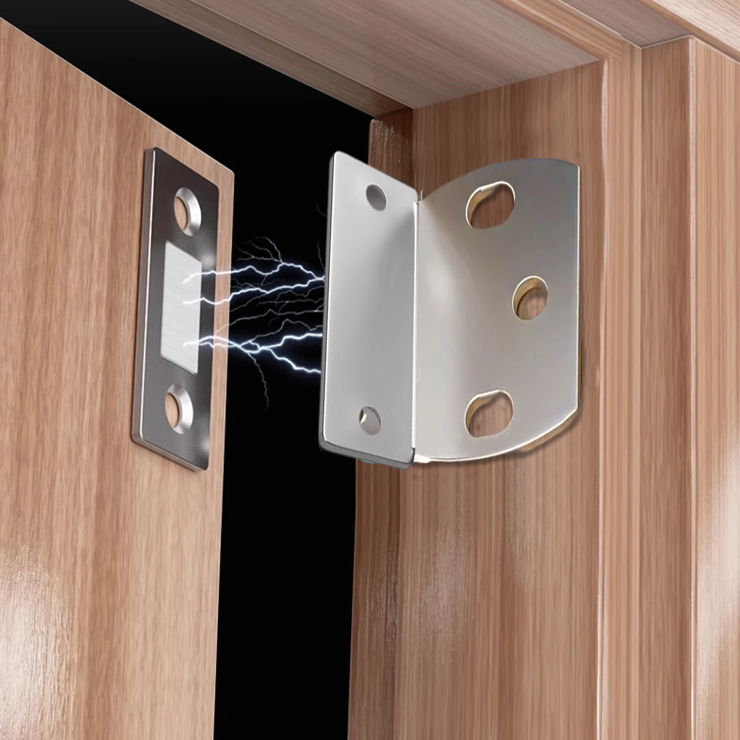 1/4Set Strong Magnetic Door Catch Sheet Invisible No-punch L-shaped Cabinet Door Closet Drawer Suction Patch Adhesive with Screw