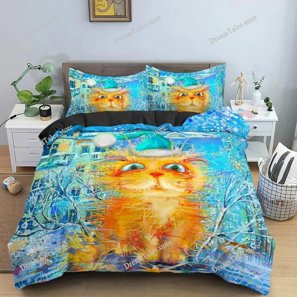 

Bedding Set Watercolor Cartoon Cat Boys Girls Twin Queen Size Duvet Cover Pillowcase Bed Boys Adult Home Textileextile