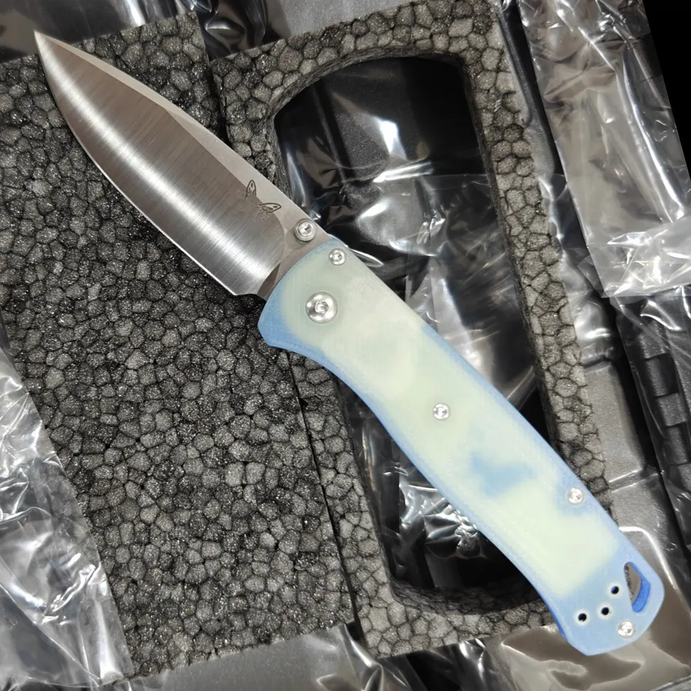 Lei 535 Best Foam Jade G10 Handle 535-1901 Mark 20CV Logo Blade Copper Washer Folding Pocket EDC Tool Camping Hunt Outdoor Knife