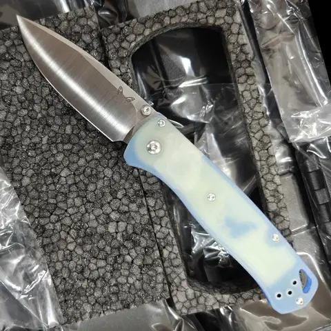 Lei 535 Best Foam Jade G10 Handle 535-1901 Mark 20CV Logo Blade Copper Washer Folding Pocket EDC Tool Camping Hunt Outdoor Knife