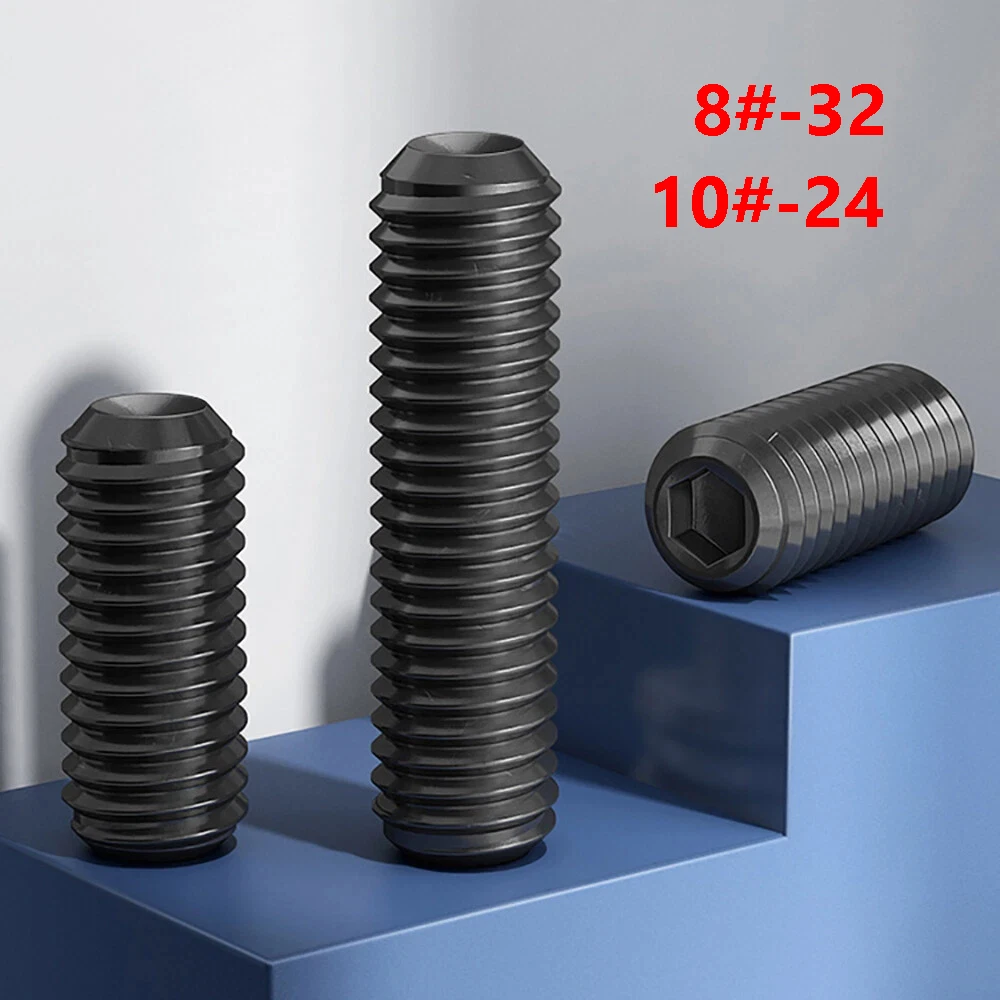 20Pcs Carbon Steel Allen Hex Socket Cup Point Set Screw 8-32~10-24 Hardness Hex Socket Set Screw Concave End Set Grub Screw Bolt