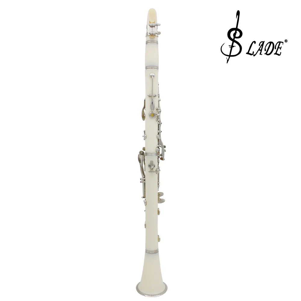 Clarinetto in Sib con 17 tasti in nichel, clarinetto bianco per principianti, fornito con 2 botti di pistola, guscio rigido e kit di pulizia per clarinetto