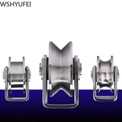 1 Stuk 201 Roestvrijstalen Lagerschijf Katrol Met Draadkabel U-Type V-H-Vormige Groef Wiel Track Hijsen