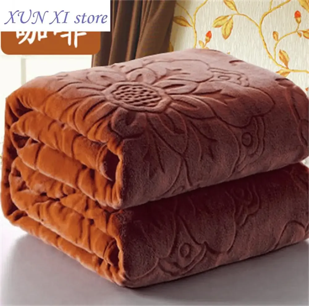 

New Solid Soft Warm Velvet Blanket Autumn Winter Warm Couch Bed Throw Blanket Home Decor Flower Bedding Bedspread Blanket