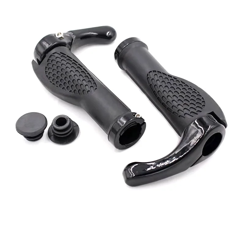 Bicycle Grip Handlebar End Cap Aluminium Alloy Lock Mountain Handle Bar Grip Bike Anti-Skid Rubber Bicycle Skid-Proof Grips