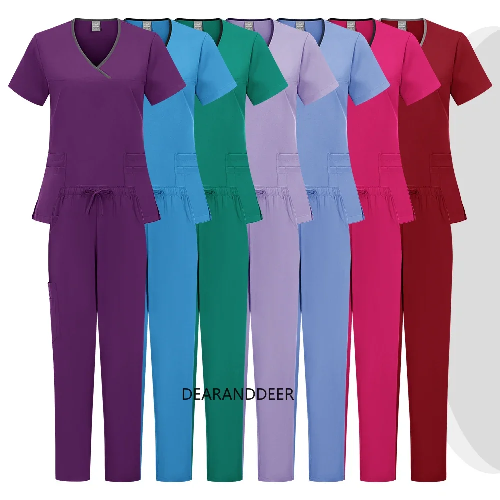 Dental doctor's short-sleeved anti-wrinkle matte nurse uniform for beauty salon, nursing home, pharmacy, clinic,and surgical set