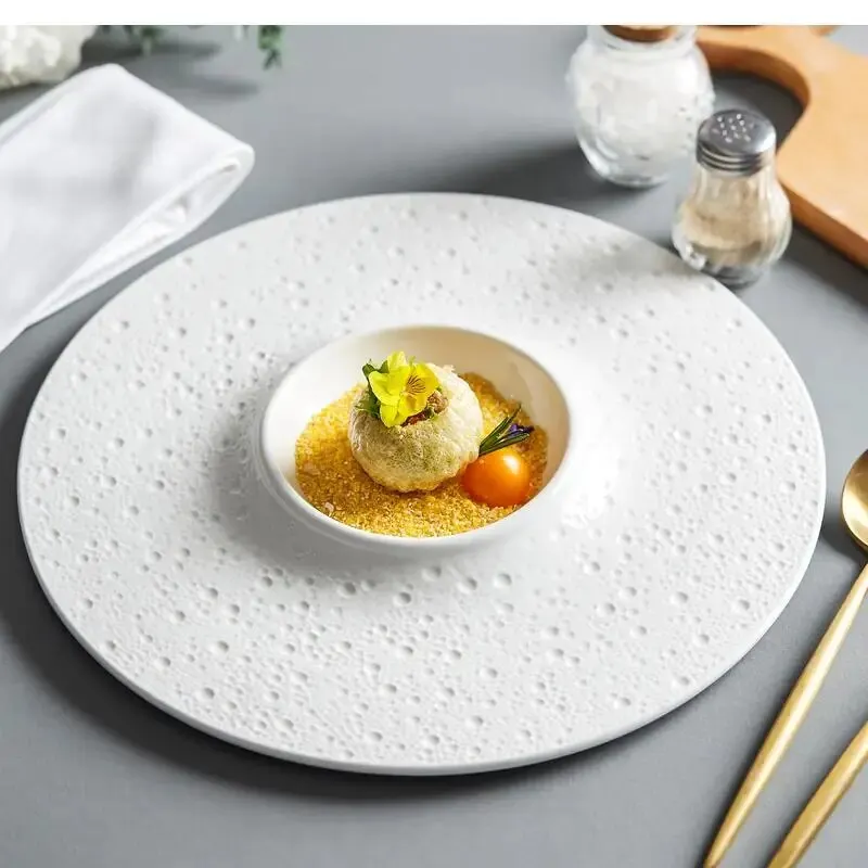 

White Western Food Plate Nordic High-end 10.5inch Dessert Solid Color Ceramic Household Tableware Supplies