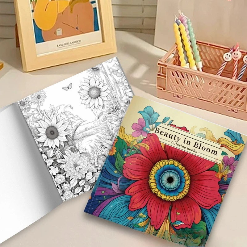 Psychedelic Beauty in Bloom Coloring Book Trippy Giant Eye Flower Colorful Swirl Floral Abstract Sketch Notebook