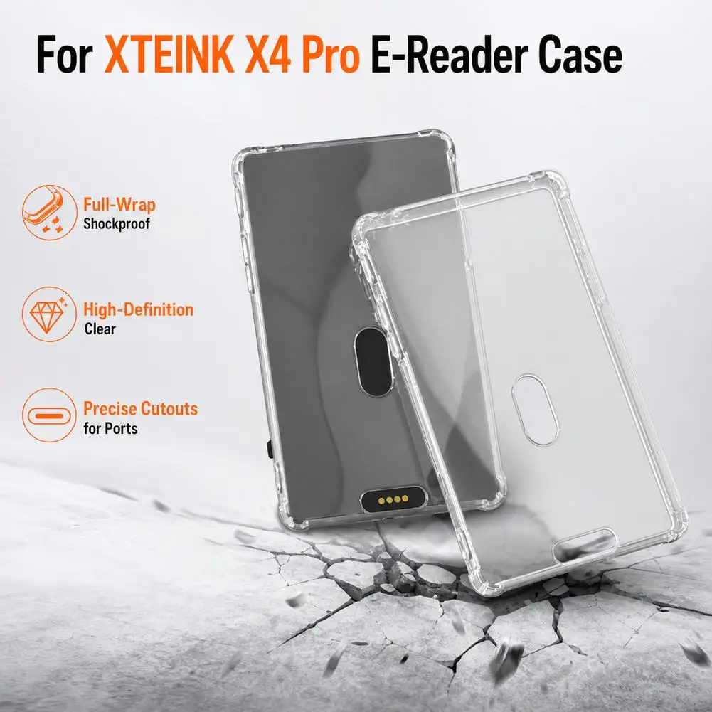 Soft TPU Airbag Protective Case For XTEINK X4 Pro Clear Full-Cover Anti-Fall Shockproof E-Reader Back Cover