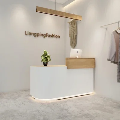 

Clothing store checkout page Simple modern store Curved corner counter Beauty salon Barber front desk