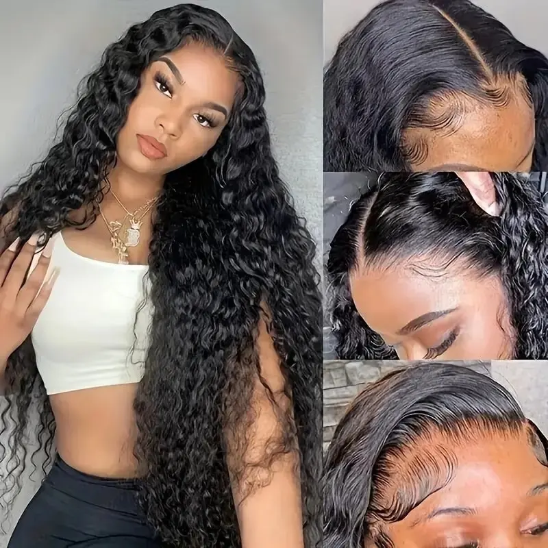 Rosabeauty 250% Density 13x4 HD Lace Front Human Hair Wigs Deep Wave 5X5 Preplucked Glueless Ready To Go Curly Wig 40 Inches