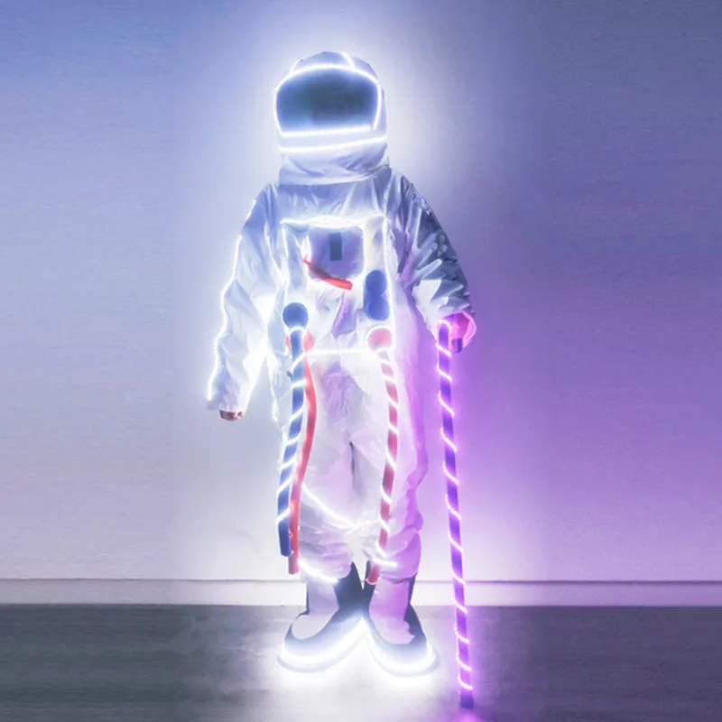 LEDLuminous Space Suit Bar Wine Clothes Performance Props Future Technology Sense Performance Clothes Flashing Night Spaceman