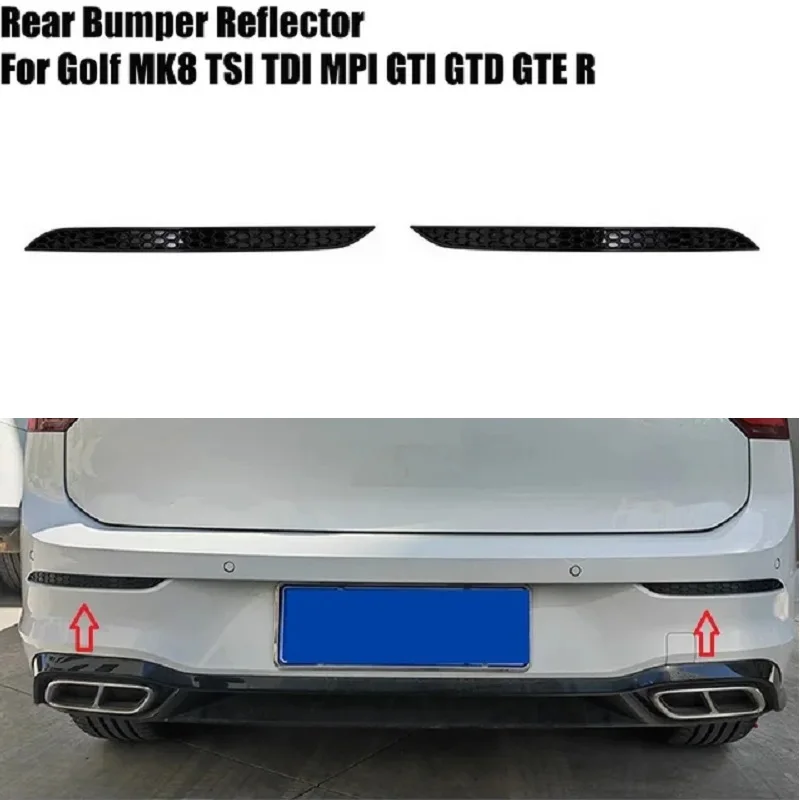 

For Volkswagen VW Golf MK8 MK7.5 MK7 MK6 TSI TDI GTI GTD R R-Line 2009-2023 Tuning 2X Car Rear Bumper Reflector Delete Cover