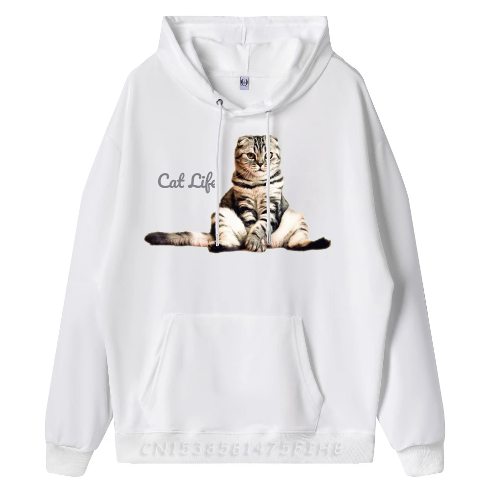 Funny Cat with Stirpes Sitting and Enjoying Life Graphic Tees Men Fashionable and trendy Sweatshirts 4TH of July