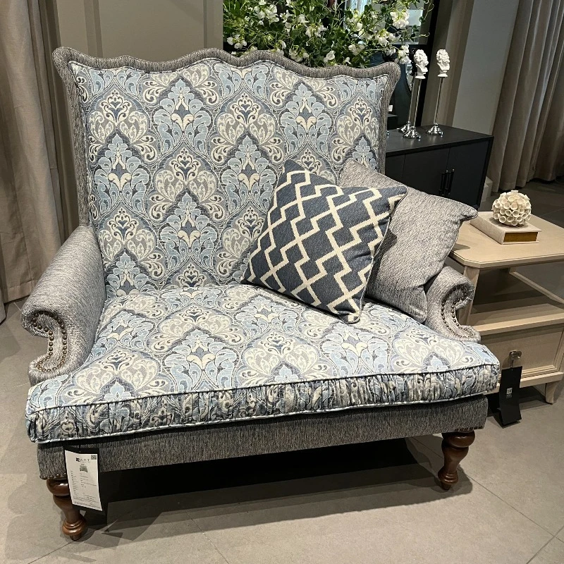 

American style, light luxury solid wood sofa chair, living room leisure chair, double seat fabric sofa chair, lover chair