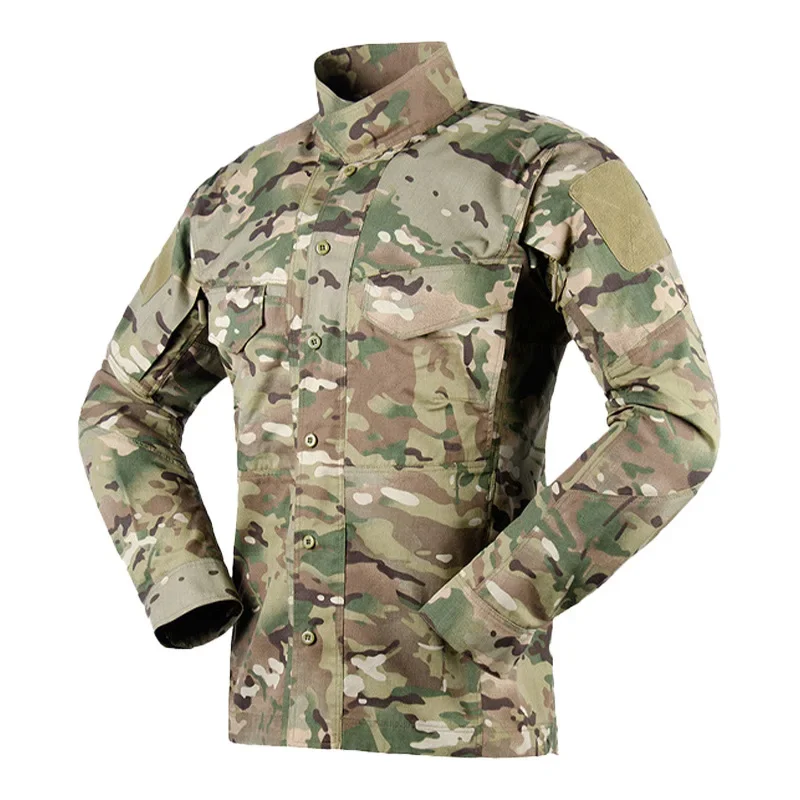 

Men Tactical Tops Shirt Summer Long Sleeved Oversized Breathable Quick Drying Mesh Outdoor Camouflage Shirt