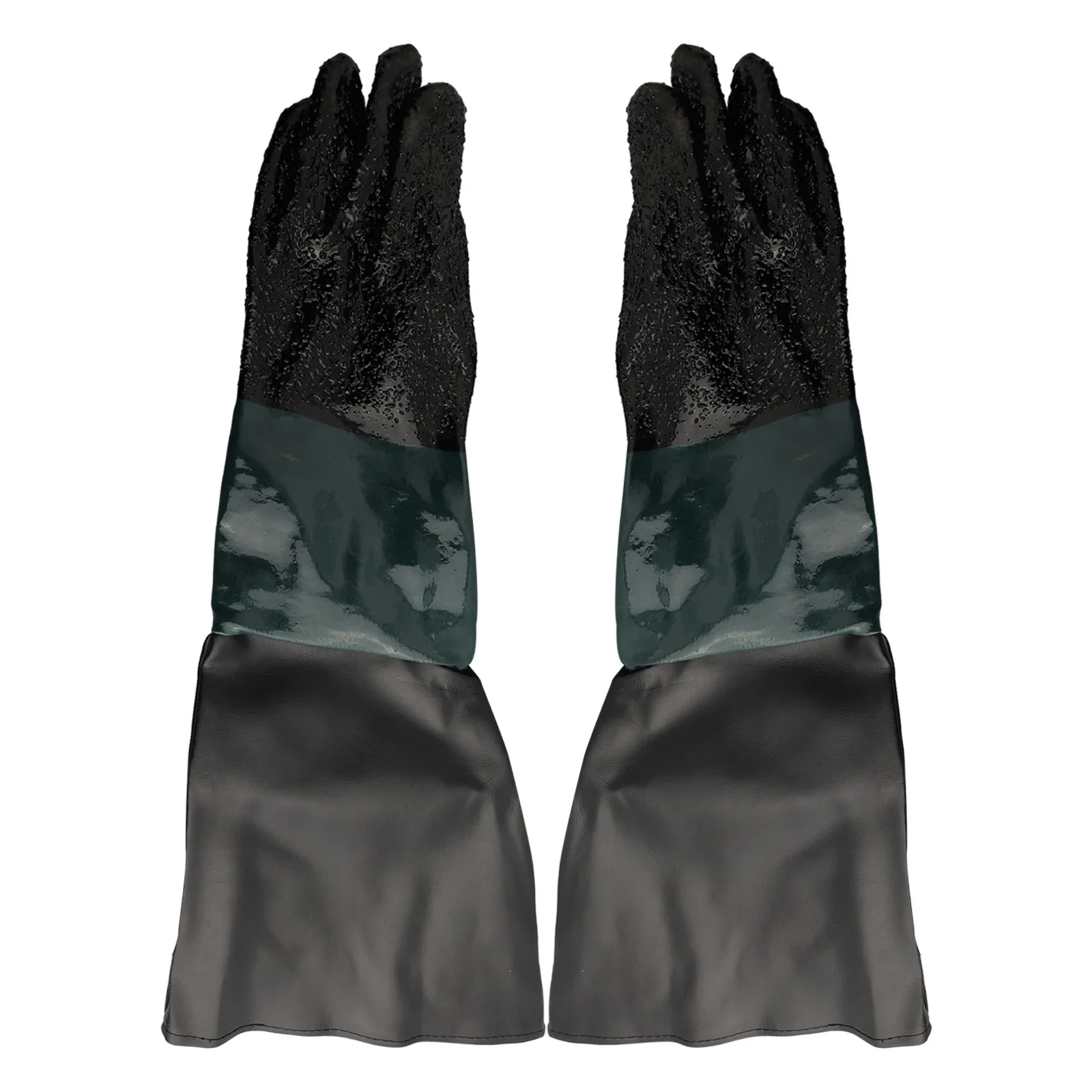 Sandblasting Gloves 25 5x11 8 Inch Work Gloves with Cotton Lining and PVC Coating for Sand Blast Cabinet Operation