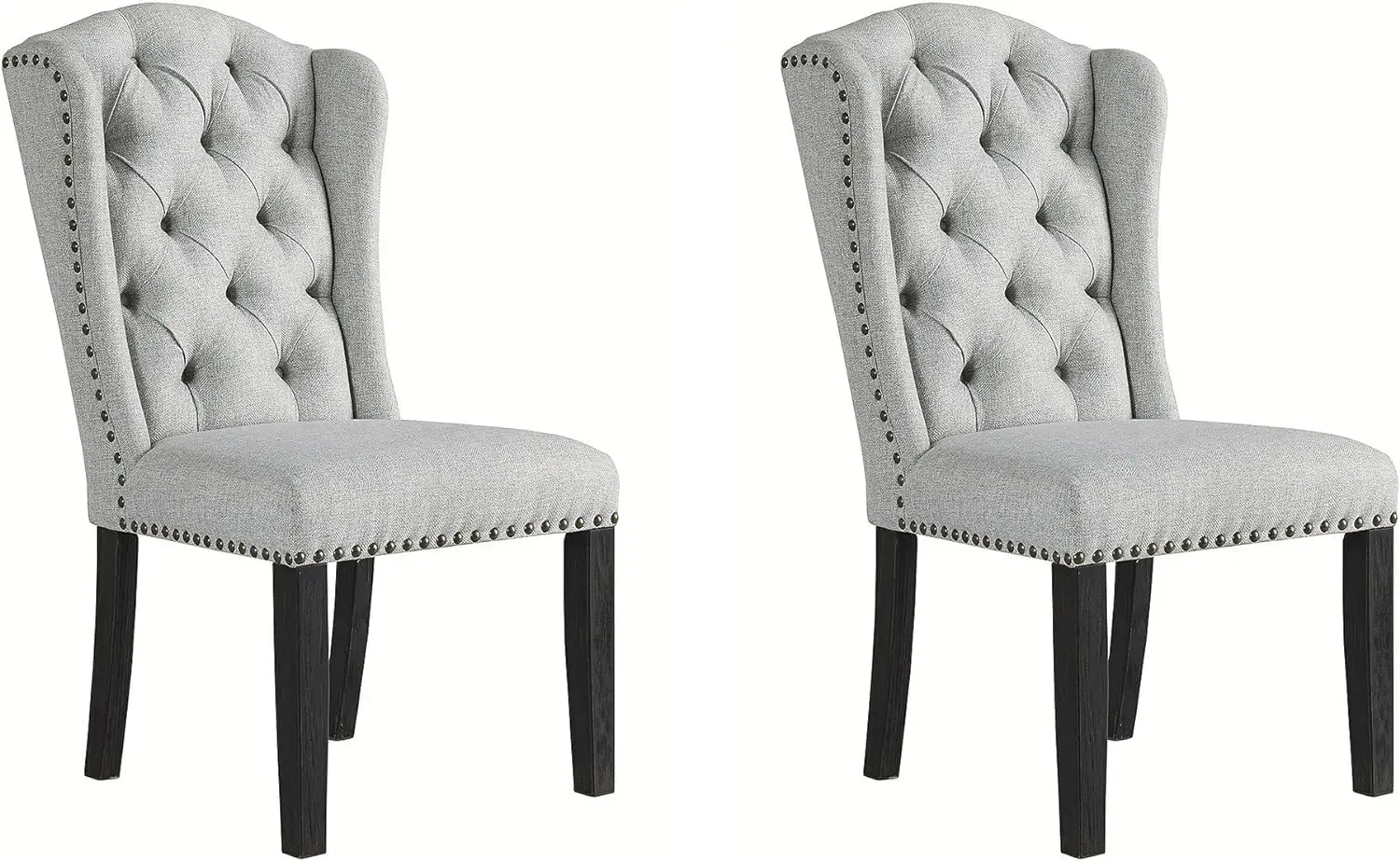 Design by Ashley Jeanette Traditional Tufted Upholstered Wingback Dining Chair, 2 Count, Light Gray