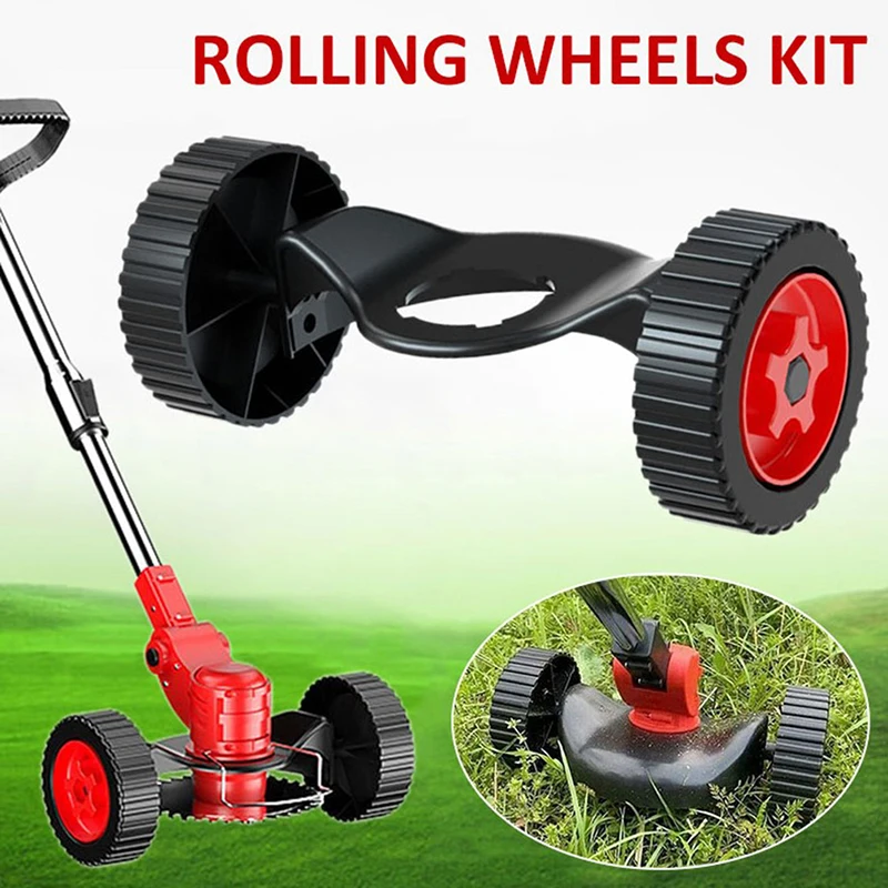 Universal Grass Trimmer Support Wheels Adjustable Angle Electric Brush Cutter Lawn Mower Support Wheel String Trimmer Attachment