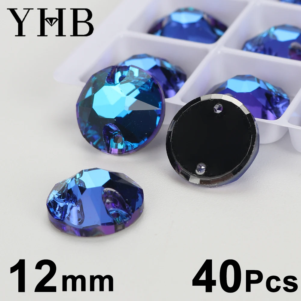 YHB 001BB Bermuda Blue Rolivi Navette Drop Glass Crystal AB Sewing Stones Flatback Sew on Rhinestones For Garment Clothes Bags