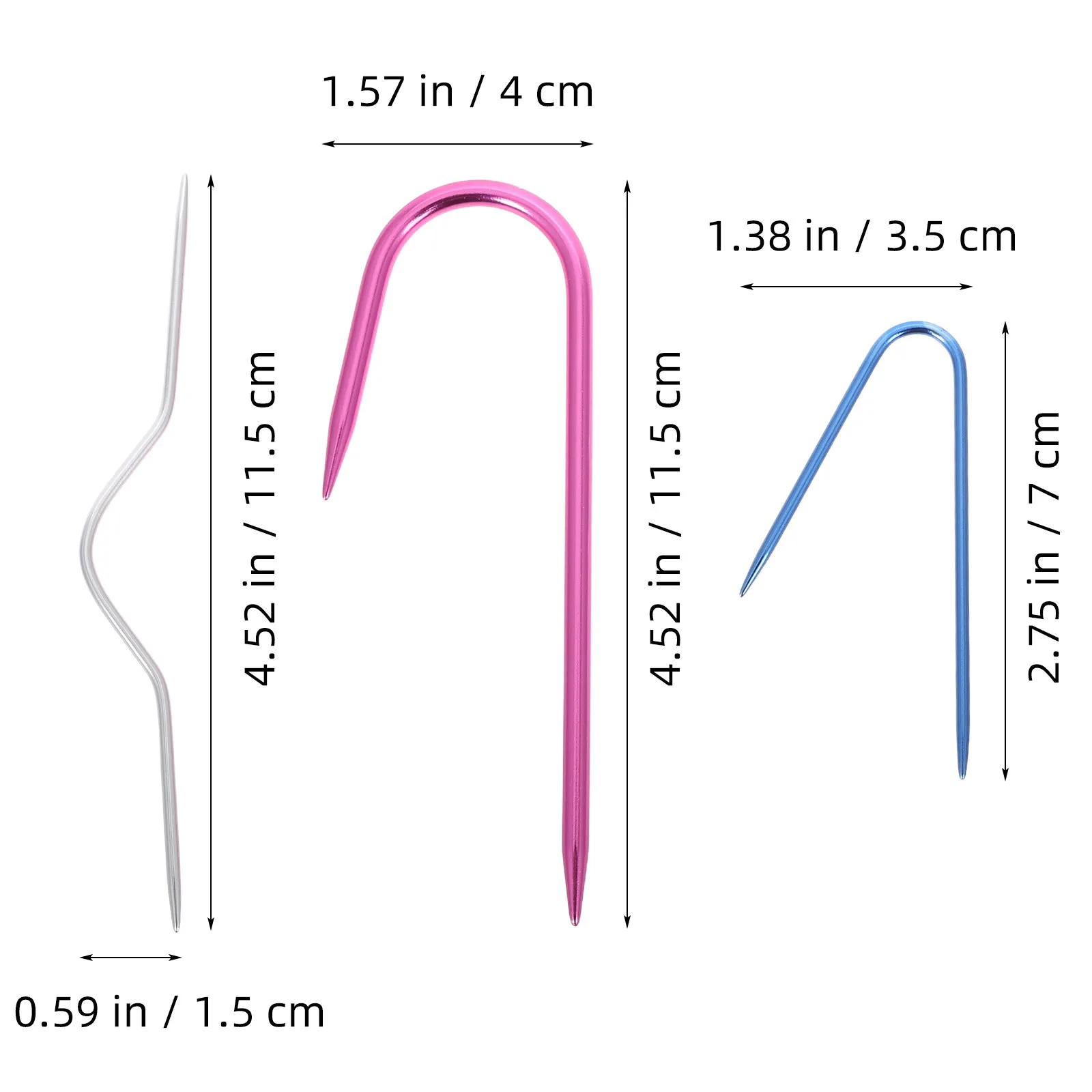 3Pcs U-Shaped Cable Stitch Holder Needle Set for Twisted Cable Knitting Patterns Sweater Making Knitting Tools Aluminum