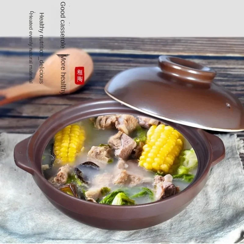 Clay Casserole Rice Noodle Porridge Milk Soup Pot Earthenware Cooking Pot Chinese Decoct Pot with Handle