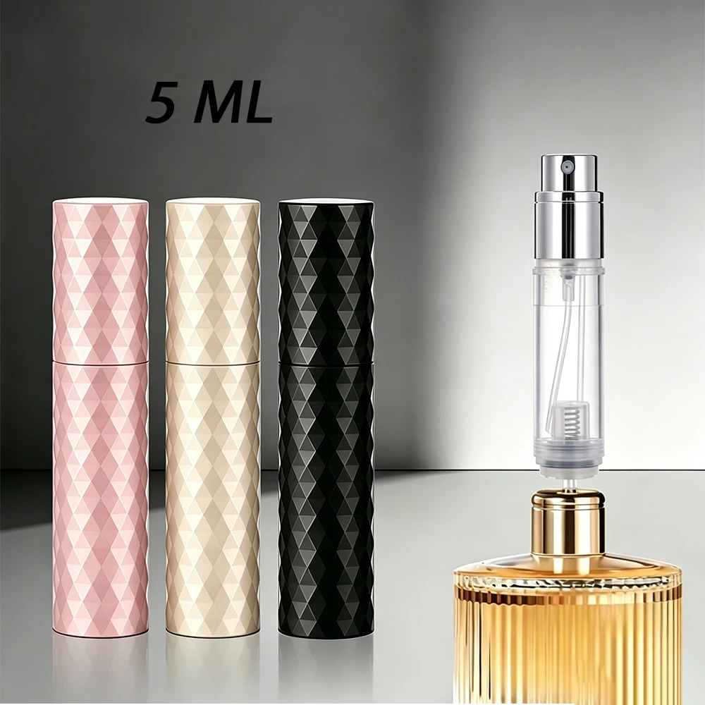 Nuevo Atomizador de Perfume de 5ml con Corte de Diamante, a Prueba de Fugas en la Parte Inferior, Portátil, Recargable, con Pulverización Fina, Herramienta de Viaje para Cosméticos y Fragancias