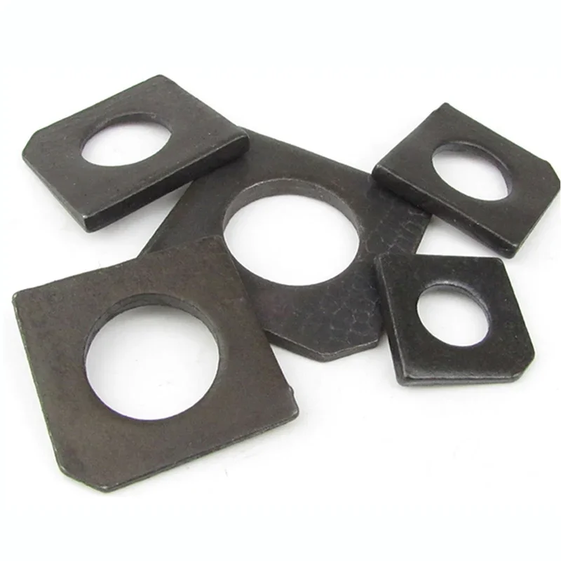 Square Bevel Washers Black Carbon Steel M6~M24 Square Taper Gasket For Slot Section Missing Corner Square Taper Washer GB853