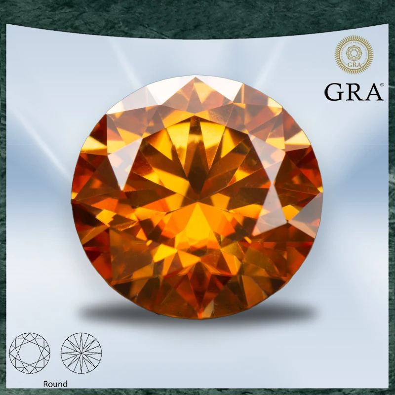 

Moissanite Stone Round Cut Orange Color VVS1 with GRA Certificate for Gemstone Charms Beads Advanced Jewelry Making Materials