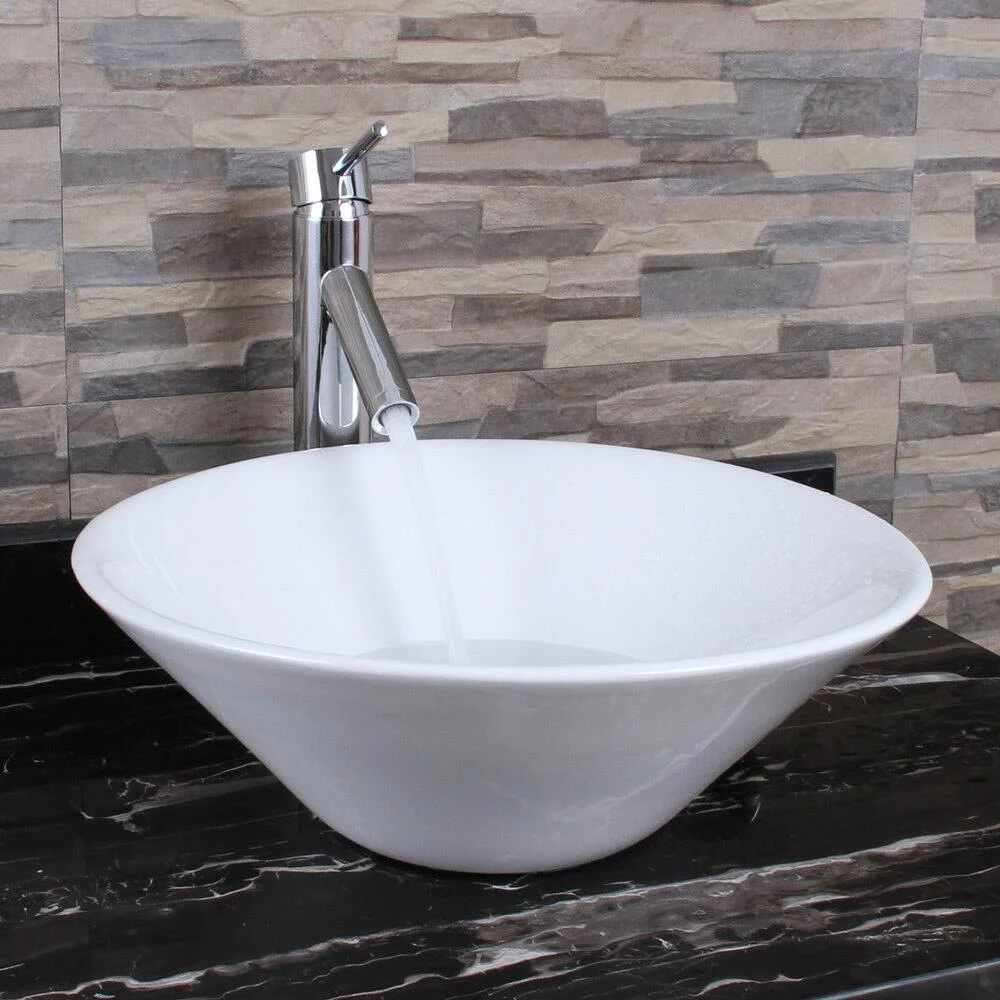 

Luxury Ceramic Round Above Counter White Bathroom Sink Art Basin