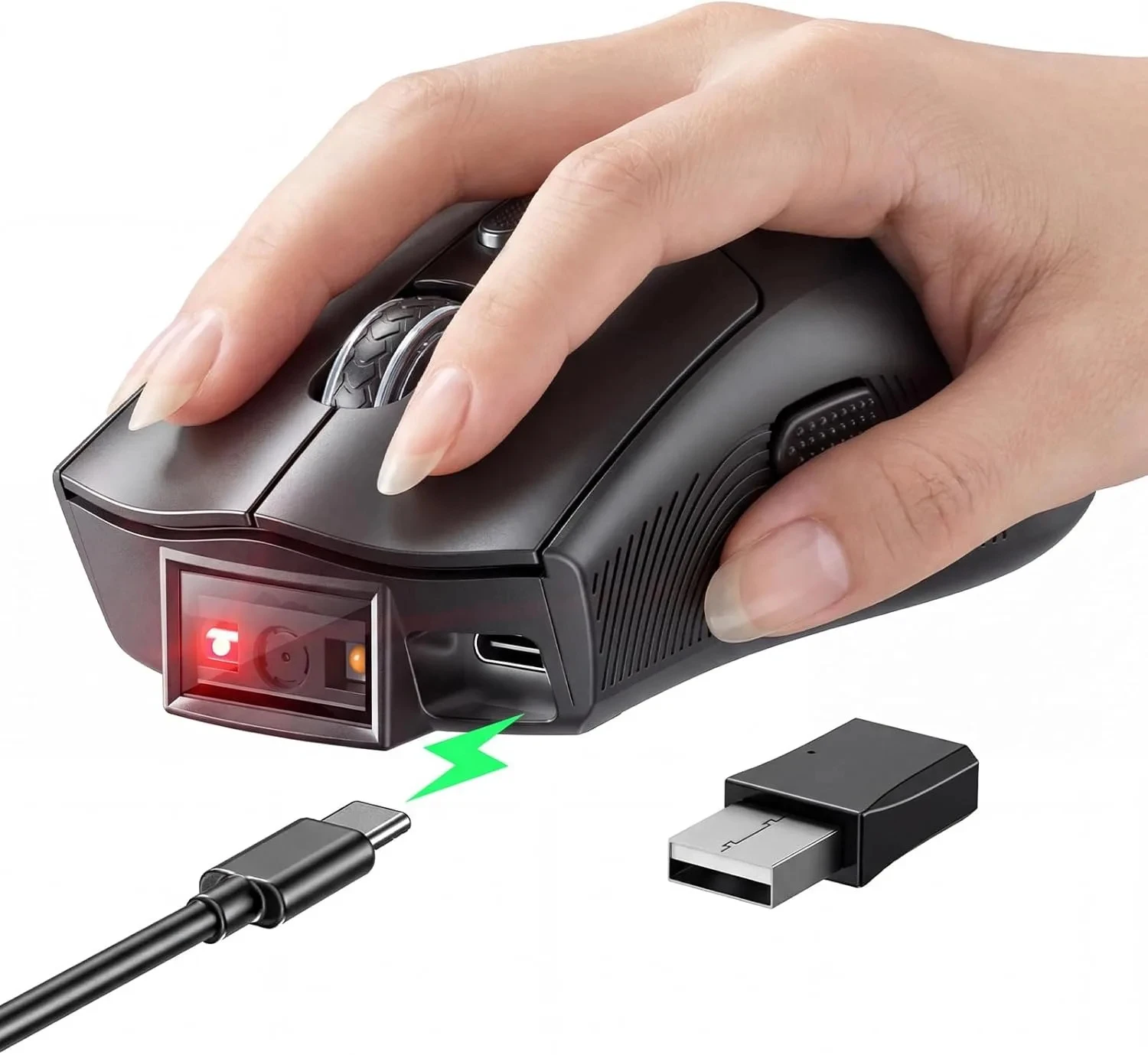 Eyoyo 2-in-1 Wireless Barcode Scanner & Mouse Combo Fast Scanning 1D 2D Bar Codes Bluetooth Office Mouse with Power Indicator, QR Code Reader with 1200mAh Battery